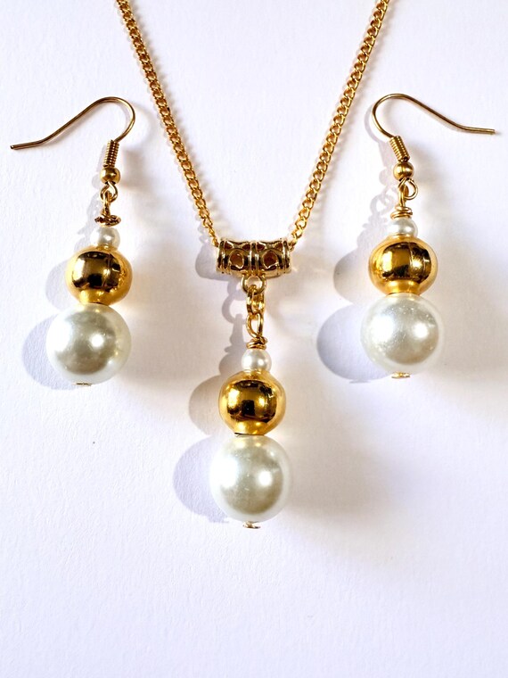 Parure di gioielli in oro bianco Pearl Gold, collana e orecchini