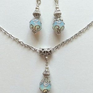 Opal jewelry set Silver jewelry set Victorian set necklace and earrings Boho jewelry set Wedding opal jewelry set opal necklace opal jewelry