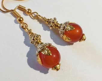 Carnelian Victorian gold earrings Boho earrings gold Carnelian earrings orange red jewelry Carnelian earring jewelry gift for her