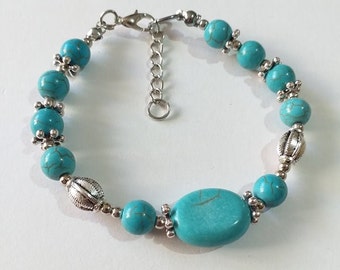 Turquoise silver bracelet Victorian bracelet Royal style bracelet Turquoise Antique style bracelet boho bracelet bohemian bracelet wife gift