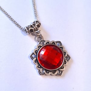 Viktorianischen Rubin rot Silber Halskette Schmuckset Schmuckset Geschenk
