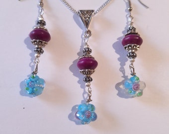 Orecchini A Palla Murano Turbolenza Viola - Vetro Di Murano Autentico Fatto A Mano - Glass Of Venice