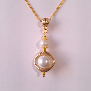 Pearl Gold necklace gold set necklace and earrings Boho white crystal pearl gold hoop pearl necklace Modern pearl necklace wedding jewelry