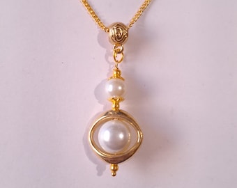 Pearl Gold necklace gold set necklace and earrings Boho white crystal pearl gold hoop pearl necklace Modern pearl necklace wedding jewelry