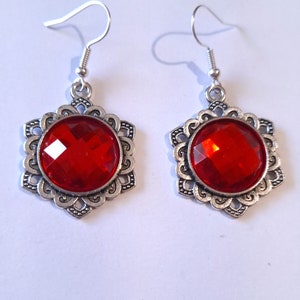 Victorian Rubin rot Silber Ohrringe Schmuckset Rubinrot Ohrringe Halskette Set Victorian Schmuckset Boho Ohrringe Vintage Red Schmuckset