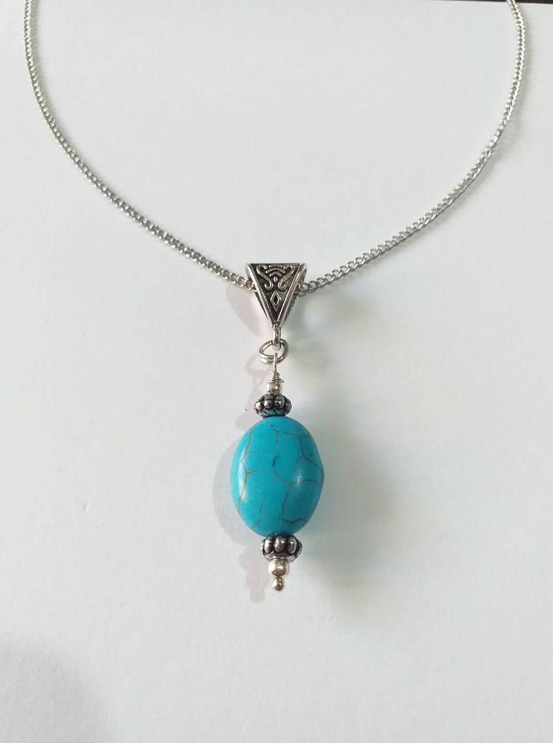 Turquoise Necklace Silver Necklace Victorian Necklace Bohemian Necklace ...