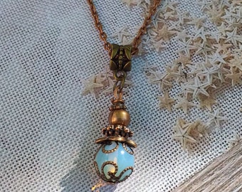 Opal necklace Copper necklace Victorian necklace Boho necklace Bohemian necklace moonstone necklace opal jewelry filigree necklace gift