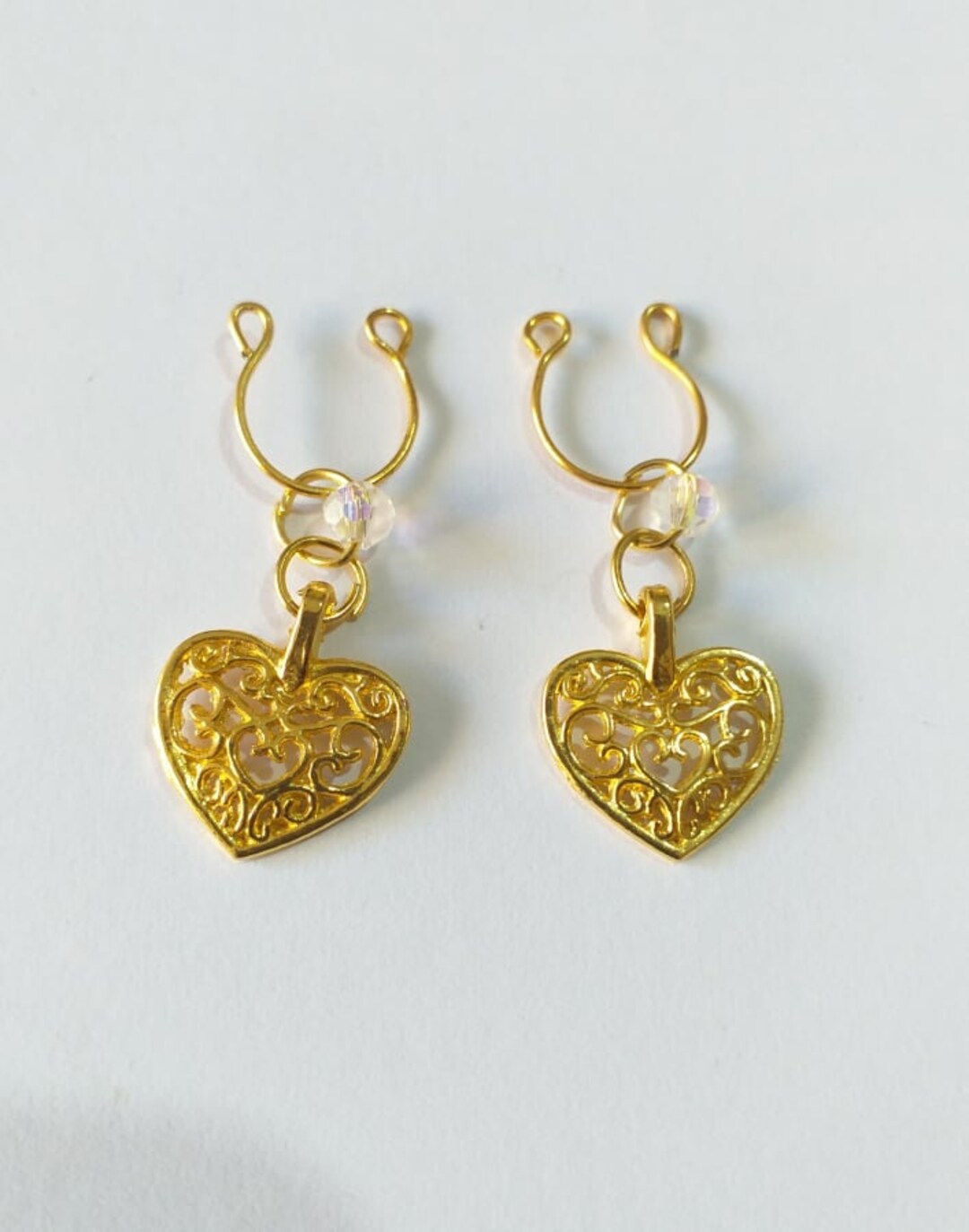 Gold Nipple Rings Non Piercing Nipple Clamps With Gold Heart Dangles Fake  Nipple Piercing Sexy Intimate Body Jewelry 