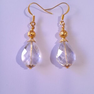 Clear Crystal gold earrings Boho earrings Gold earrings wedding earrings Crystal earrings teardrop set Bridal jewelry wedding jewelry gift