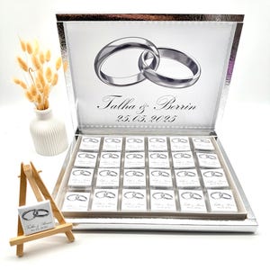 Chocolate box personalized in gold, silver, black or light blue for wedding Düğün Hediyesi engagements guest gifts chocolate box