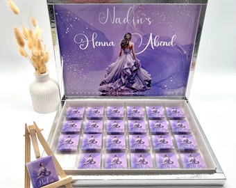 New chocolate box personalized in henna, weddings, engagements, Kina guest gifts desired design