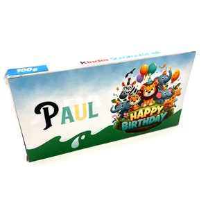 Adesivo per bambini Chocolate Wild One SafariHappy Birthday 2 adesivi personalizzati per cioccolato per bambini
