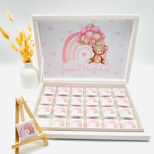 Schokobox personalisiert in Gold, Silber, Schwarz, Rosa oder Hellblau für Hochzeiten,Verlobungen,Babyshower, Kindergeburtstag Gastgeschenk