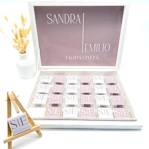 Personalized chocolate box – gold, silver or light blue – wedding favor – engagement gift – chocolate box