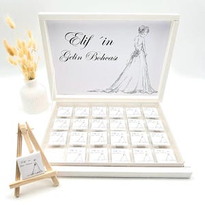 Chocolate box personalized Gelin bride wedding Bohcasi guest gift registry office