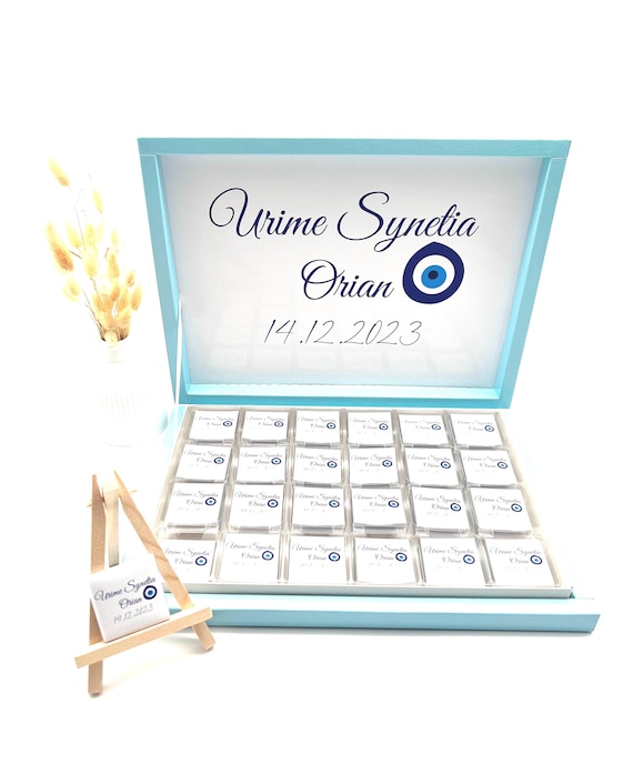 Schokobox personalisiert Nazar Boncuk Böses Auge Sünnet Beschneidung Gastgeschenk Hochzeit Candybar Schokolade
