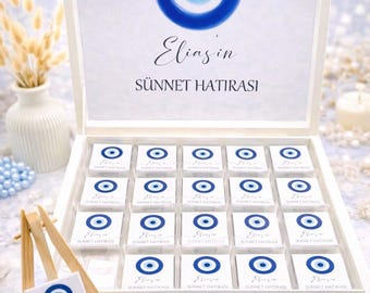 Personalized chocolate box with various designs - Sünnet, Synetia - Party favors Synet - Sünnet oldum - Sünnet hediyesi Nazar Boncuk