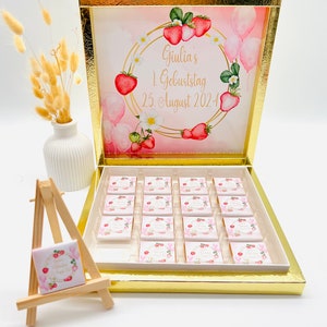 Schokobox personalisiert Erdbeeren Kindergeburtstag Schokolade Geburtstag Geschenk Geschenkidee