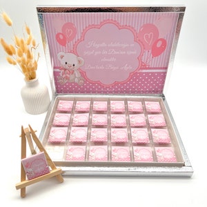 Schokobox personalisiert Girl Hosgeldin Welcome Baby Gastgeschenk Kindergeburtstag Taufe Hochzeit