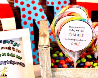 Jumbo Rainbow Lollipops | Birthday Lollipops | Custom labeled Lollipop | Swirl Lollipop Favor | Thanks for Celebrating Birthday Party Favors