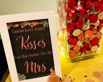 Bridal Shower Game: Guess the Kisses for the Soon to Be Mrs! **INSTANT DOWNLOAD**
