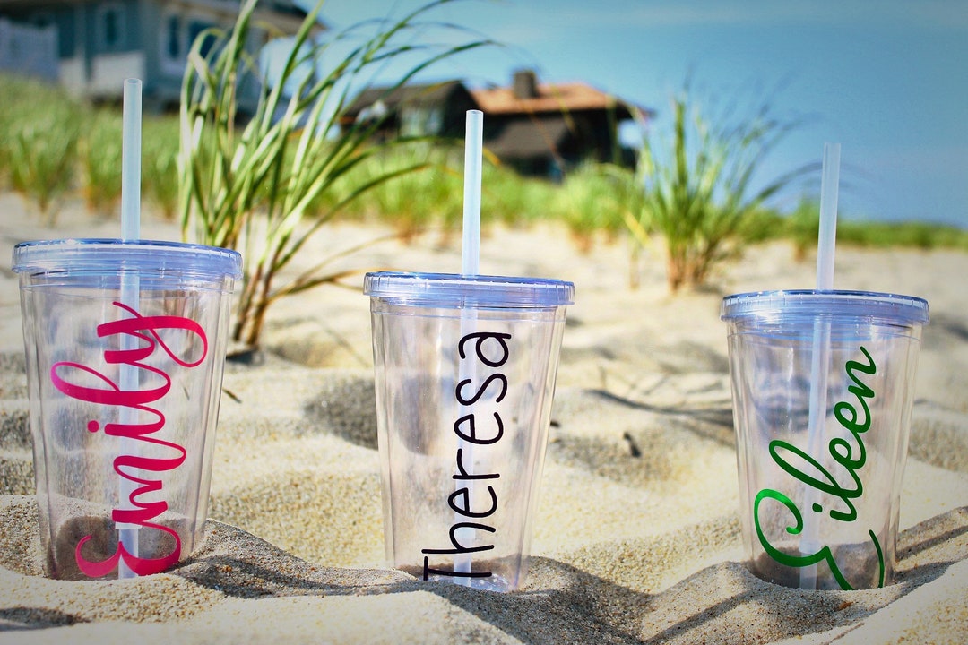 Personalized Acrylic Tumbler With Straw - 16 Oz. or 32 Oz. - Custom Tumbler With Straw, Name ...