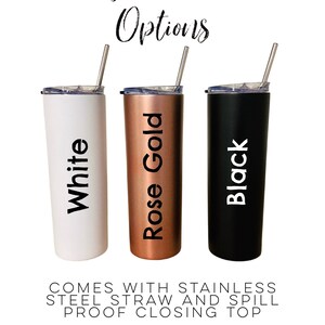 Steel Tumbler, Personalized, 20 oz Stainless Steel Tumbler with Lid and Straw, Mr. and Mrs. Tumbler, Honeymoon gift image 7