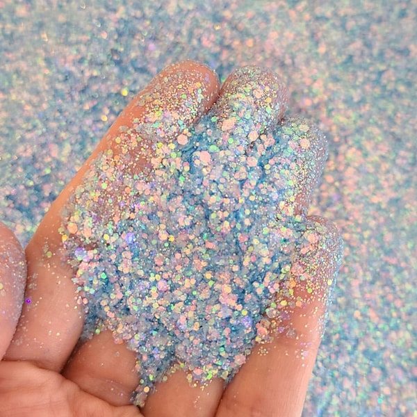 Blue chunky glitter mix, Chunky Glitter for face body nail art, Glitter for tumbler resin, Craft glitter supplier, Blue Sky glitter