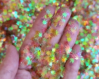 Clear Neon Marijuana Glitter Mix, Glitter for face hair nail art, Loose glitter for tumbler resin, Craft glitter supplier, Neon Weed Glitter