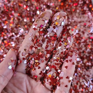 Pink & Rot Herz Glitter Mix, Valentine Glitter für Gesicht Nailart, Glitter für Tumbler Harz, Craft Glitter Lieferant, Valentine's Glitter