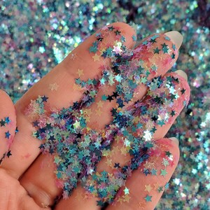 Blue & Clear Star Glitter Mix, glitter voor gezicht lichaamshaar nail art, losse glitter voor bekerhars, leverancier van ambachtelijke glitter, Stellar Glitter