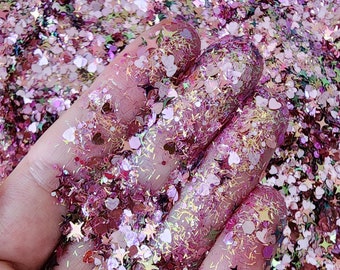 Rouge Chunky Glitter Mix, Valentine pink glitter face body hair nail art, Glitter tumbler resin, Craft glitter supplier, Obsessed Glitter