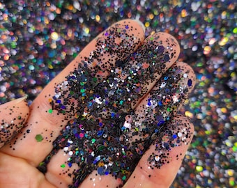 Black chunky glitter mix, Halloween Chunky glitter face nail art, Glitter for tumbler resin, Craft glitter supplier, Black Halloween Glitter