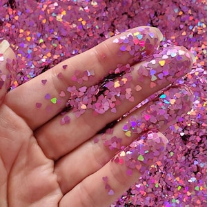 Holographischer rosa Herz Glitter für Gesicht Körperhaare Nailart, Valentine Glitter für Tumbler Harz, Handwerk Glitterlieferant, Love Glitter