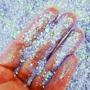Iridescent Purple Chunky Glitter Mix, Glitter for face body nail art, Glitter for tumbler resin, Craft glitter supplier, Baby Dream Glitter