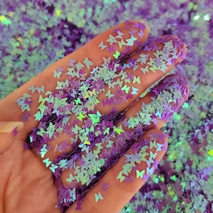 Purple Butterfly Glitter, Glitter for face hair nail art, Loose glitter for tumbler resin, Craft glitter supplier, Purple Butterfly Glitter