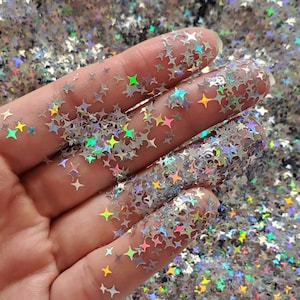 Holographic 4-Point Star Glitter, Glitter for face nail art, Glitter for tumbler resin, Craft glitter supplier, Holo 4-Point Star Glitter