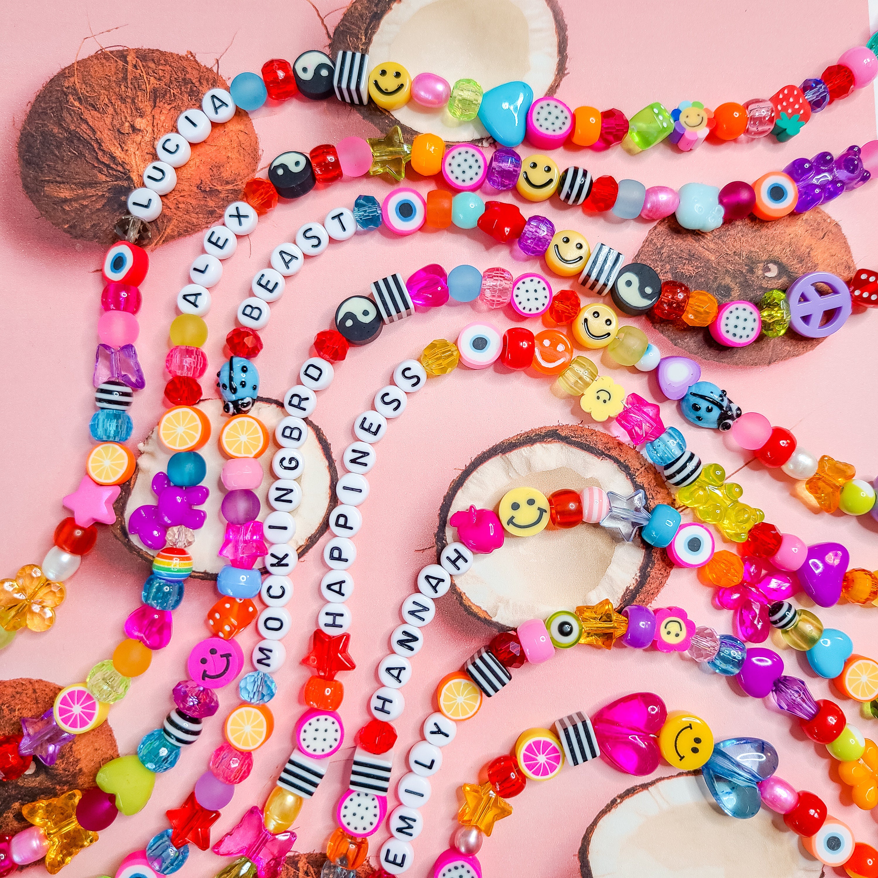 Y2k Customizable name beaded necklace | Kandi & 90s inspired | Rainbo…