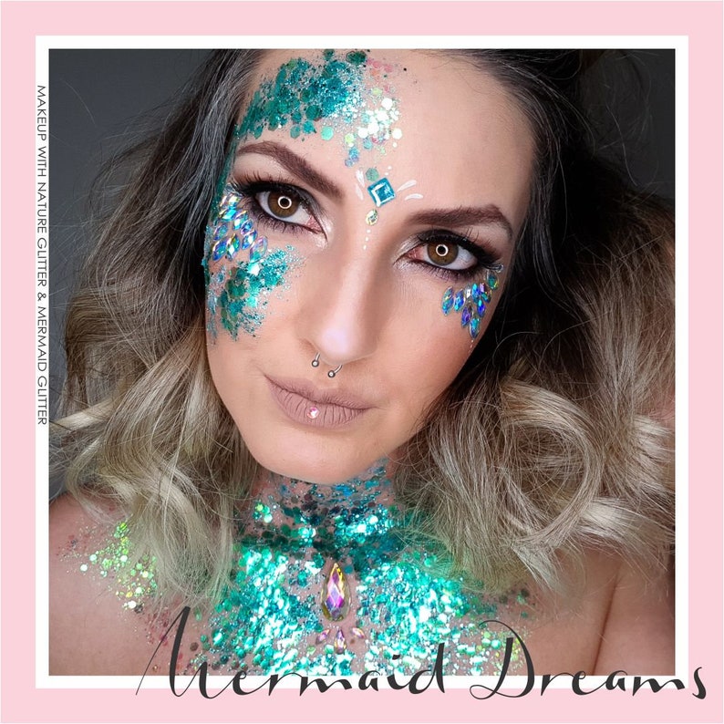 Iridescent Green chunky glitter mix Glitter for face body Etsy