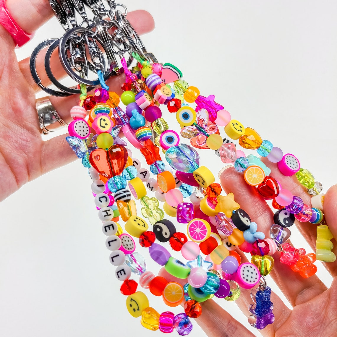 Gummy Bear Beaded Keychain Kandi & 90s inspired Rainbow Etsy