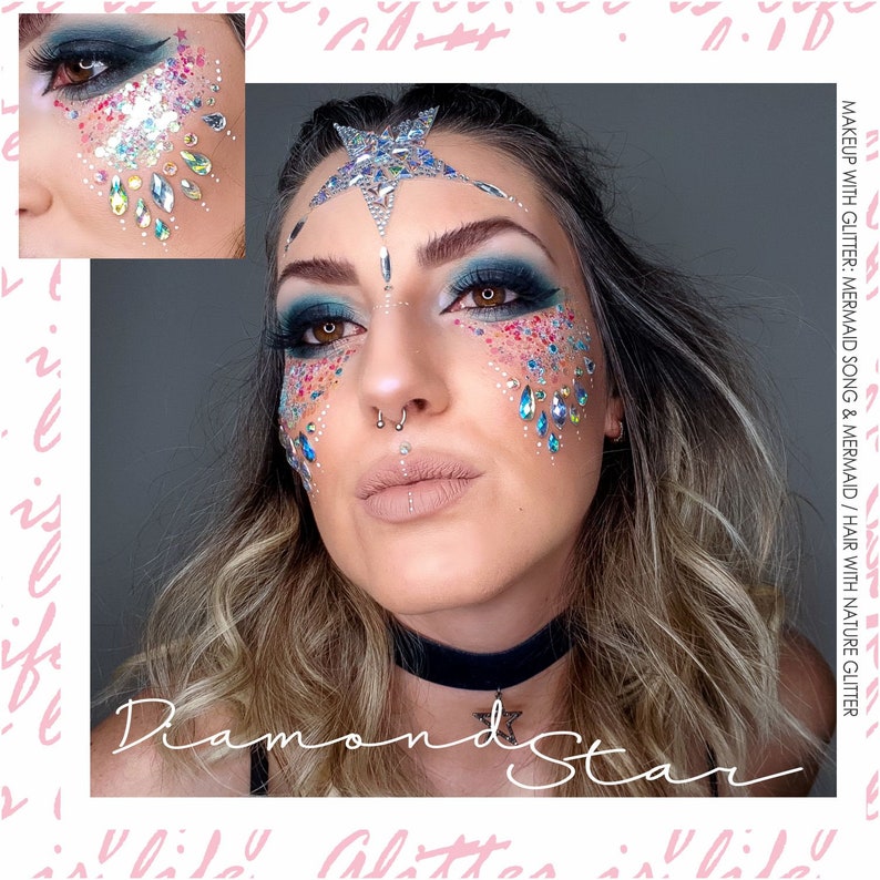 Iridescent Blue chunky glitter mix Glitter for face body Etsy