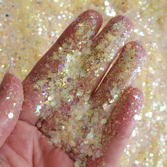 Nail Glitter - Gold Glitter in Jar - 4 Oz Glitter for Crafts - Christmas  Glitter - Chunky Glitter for Slime - Face Glitter - Candle Glitter - Body