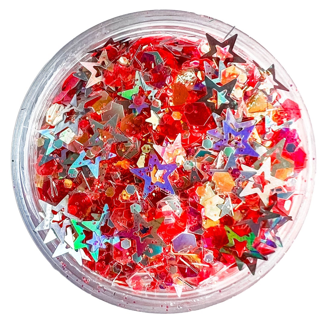 1oz Hollow Star Glitter Mix, Chunky Glitter Mix for Face Body Nail Art