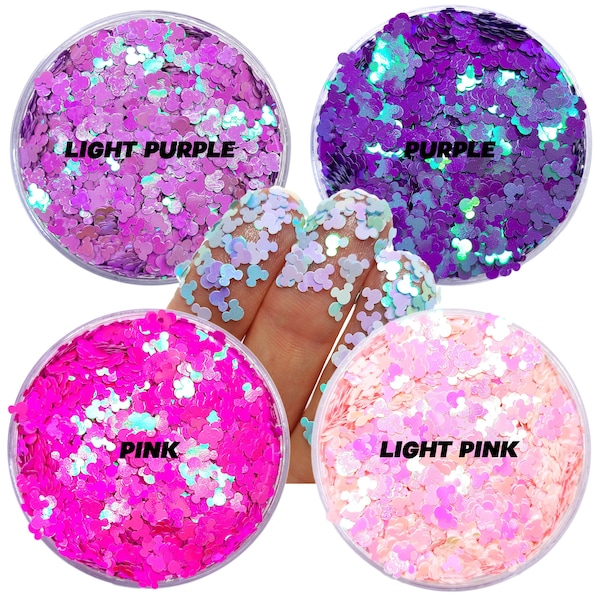 Iridescent Mickey Glitter, Multiple color options Mickey head for face hair nail art, Glitter for tumbler resin, Craft glitter supplier
