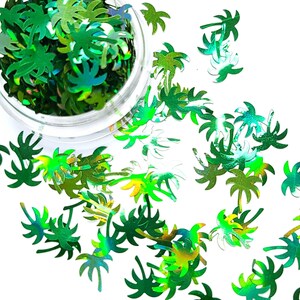 Holographische Grün Palme Glitter für Gesicht Körperhaare Nailart, Loser Glitter für Becherharz, Handwerk Glitzerlieferant, Palm Tree Glitter