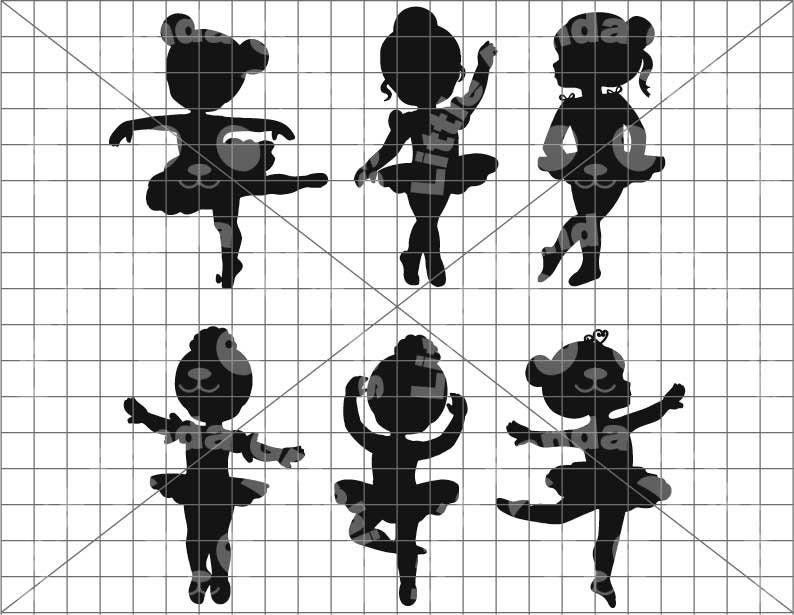Little Ballerina Silhouettes svg eps ai dxf pdf png
