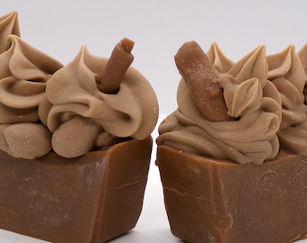 Chocolate Cake Bar Soap, Vanilla Buttercream Scented Handmade Dessert Soap Gift