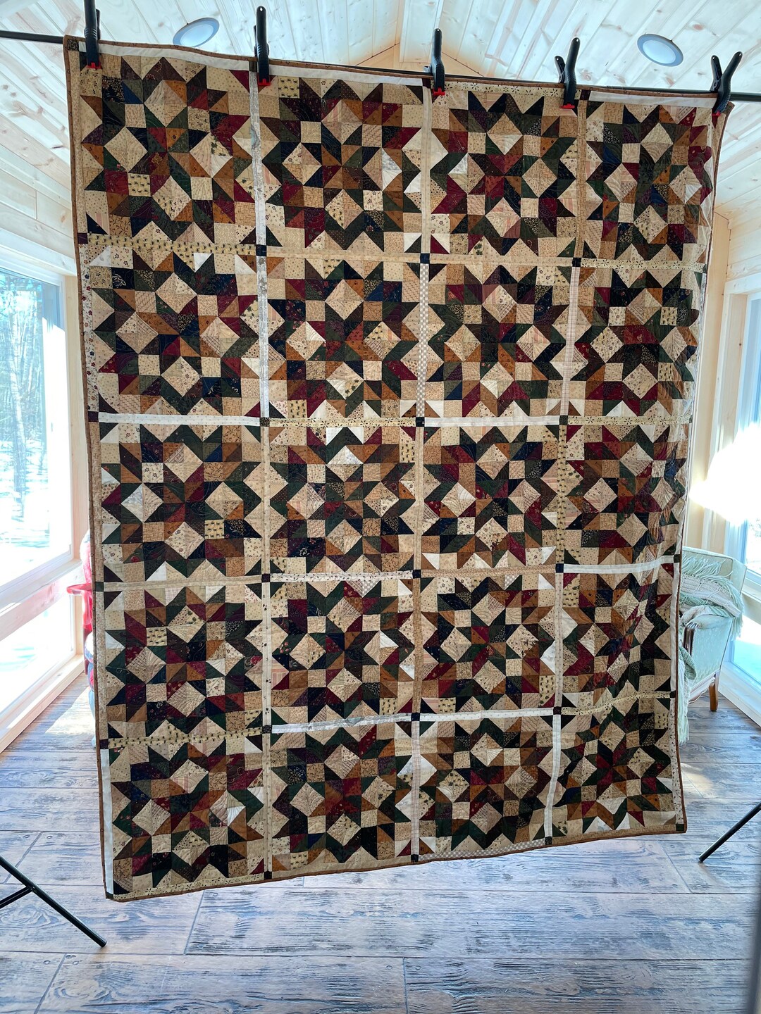 Wagon Wheel Quilt Block Piecework Quilt for Sale Etsy