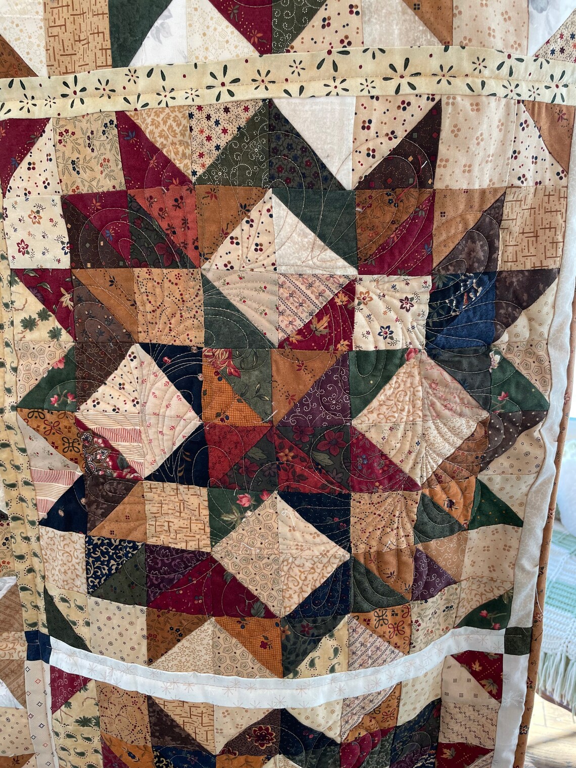 Wagon Wheel Quilt Block Piecework Quilt for Sale Etsy