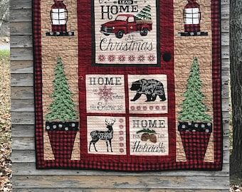 Vintage camión de Navidad, linternas, pinos Couch Throw